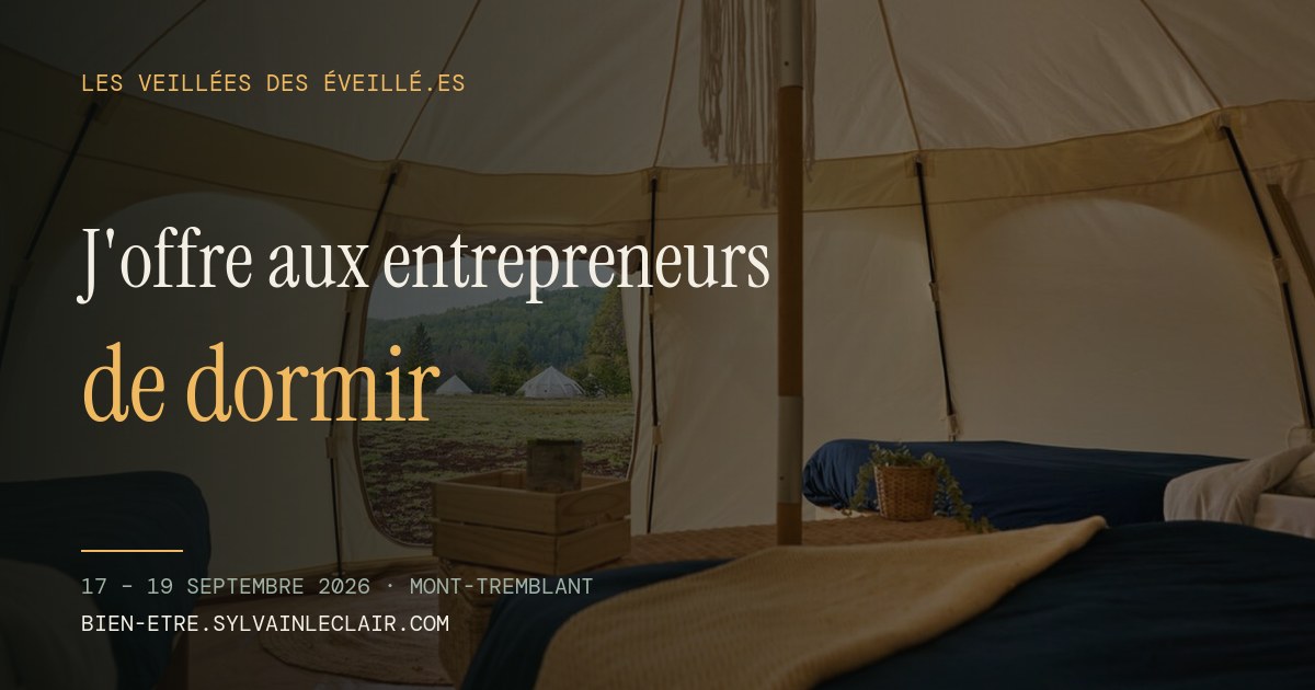 Bannière : j'offre aux entrepreneurs de dormir